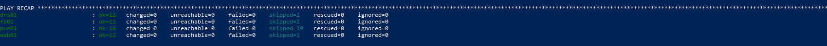 Relanzar el playbook no cambia nada, changed=0